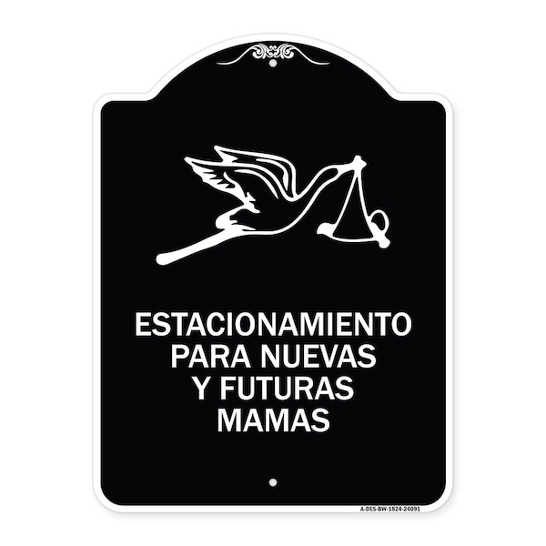Signmission Estacionamento Para Nuevas Y Futuras Mamas Heavy-Gauge Aluminum Sign, 24" x 18", BW-1824-24091 A-DES-BW-1824-24091 - main